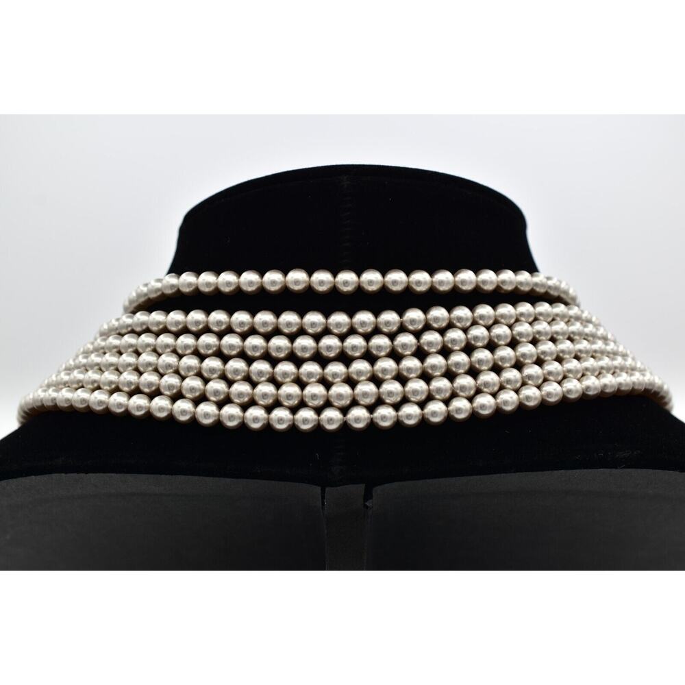 YSL Goosens Vintage Cabochon Necklace Collar Multi-Strand Crystal Signed BinBM - Picture 10 of 16
